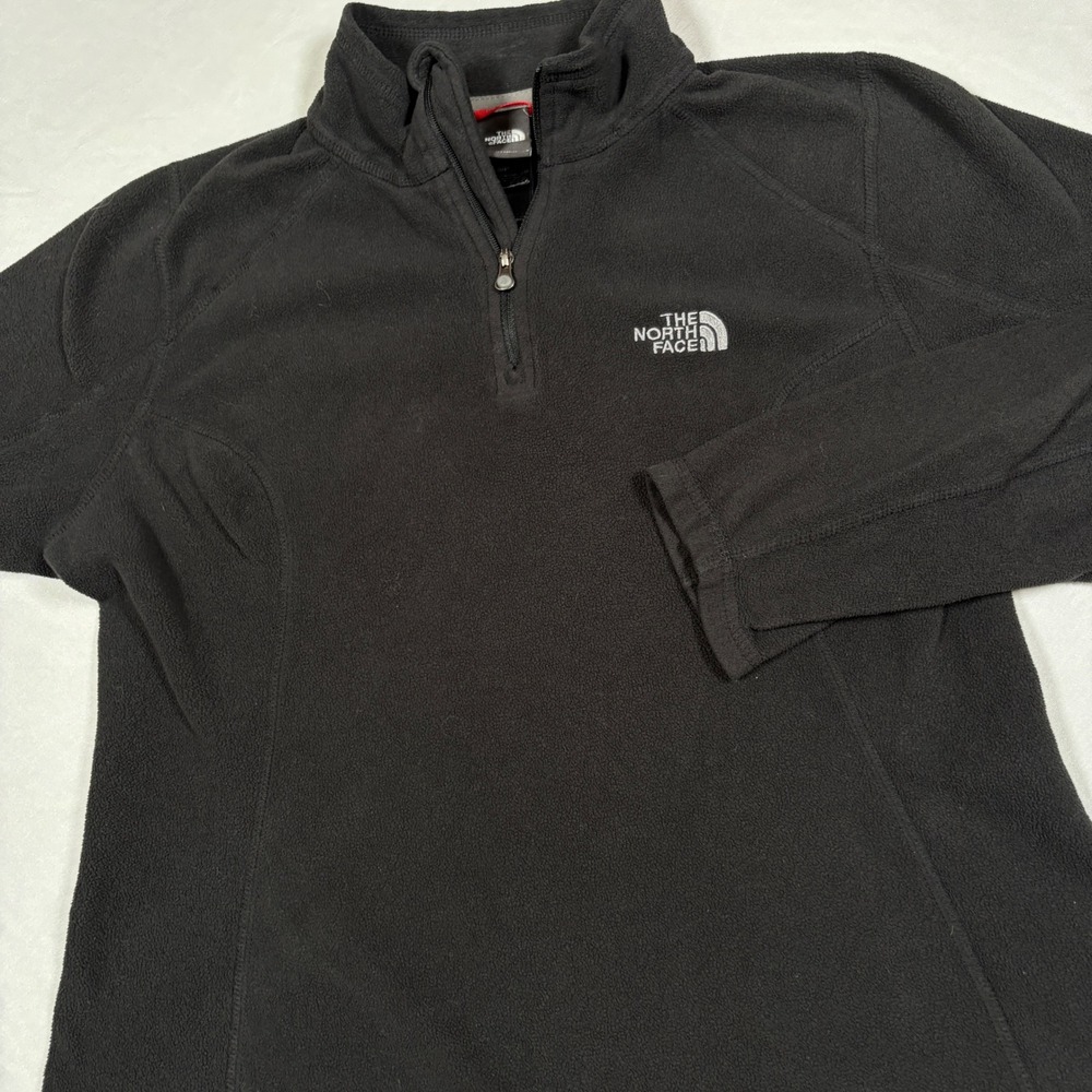 The North Face Fleece Pullover Womens Small TKA 100 Black Quarter-Zip Mock Neck